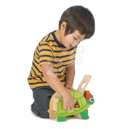 Fa gyerekjátékok - Fa készségfejlesztő teknősbéka Tortoise Shape Sorter Tender Leaf Toys_1
