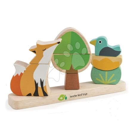 Hračky pro miminka Tender Leaf Toys - Dřevěná magnetická skládačka s liškou Foxy Magnetic Stacker Tender Leaf Toys 8 tvarovaných kostek od 18 měsíců