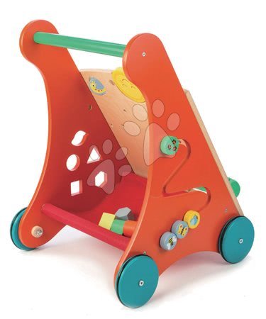 Dřevěné didaktické hračky - Dřevěné chodítko zahrada Baby Activity Walker Tender Leaf Toys s různými funkcemi a kostkami od 18 měsíců_1