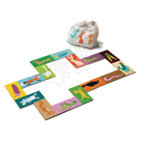 Hračky pro miminka Tender Leaf Toys - Dřevěné domino Heads and Tails Tender Leaf Toys 16 dílů na skládání zvířat v sáčku od 18 měsíců_1
