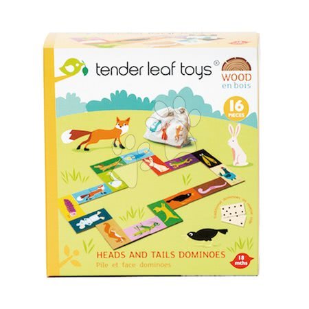 Dřevěné naučné hry - Dřevěné domino Heads and Tails Tender Leaf Toys - 4
