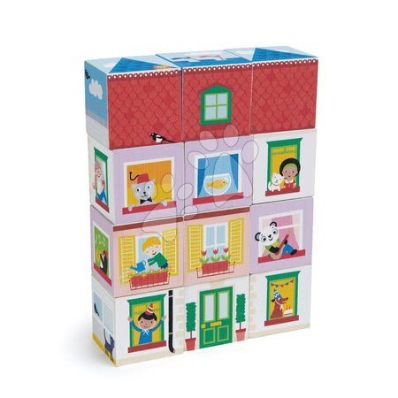 Dřevěné kostky - Dřevěné kostky Život v domě Dream house Blocks Tender Leaf Toys s detailně malovanými obrázky 12 dílů od 18 měsíců