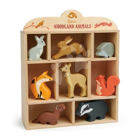  Készségfejlesztő fajátékok - Fa erdei állatok polcon 8 drb Woodland Animals Tender Leaf Toys