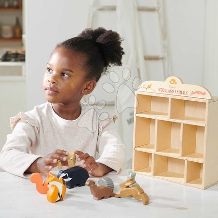 Dřevěné didaktické hračky - Lesní zvířátka na poličce 8 ks Woodland Animals Tender Leaf Toys - 9
