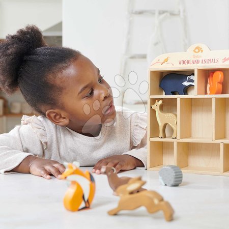 Dřevěné didaktické hračky - Lesní zvířátka na poličce 8 ks Woodland Animals Tender Leaf Toys - 10