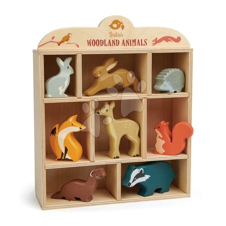 Drevené didaktické hračky - Lesné zvieratká na poličke Woodland Animals Tender Leaf Toys