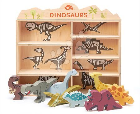 Fa gyerekjátékok - Fa ősállatok polcon 8 drb Dinosaurs set Tender Leaf Toys_1