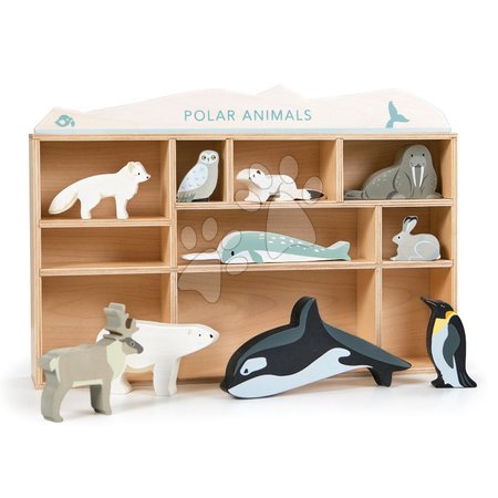 Drevené didaktické hračky - Drevené polárne zvieratká na poličke Polar Animals Shelf Tender Leaf Toys