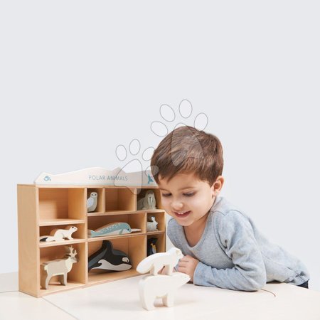 Dřevěné didaktické hračky - Dřevěná polární zvířátka na poličce Polar Animals Shelf Tender Leaf Toys - 2