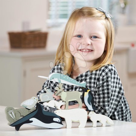 Dřevěné didaktické hračky - Dřevěná polární zvířátka na poličce Polar Animals Shelf Tender Leaf Toys - 4
