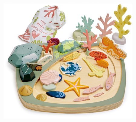 Jucării din lemn  - Puzzle didactic din lemn lumea mării My Little Rock Pool Tender Leaf Toys