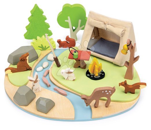 Ab 3 bis 6 Jahren - Holz-Camp mit Zelt und Lagerfeuer Wildlife Camping-Spielset Tender Leaf Toys