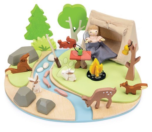 Holzpuppenhäuser - Holz-Camp mit Zelt und Lagerfeuer Wildlife Camping-Spielset Tender Leaf Toys - 2