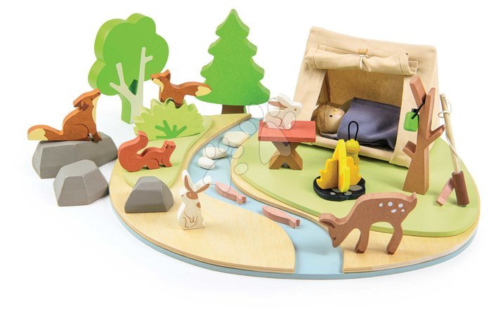 Holzpuppenhäuser - Holz-Camp mit Zelt und Lagerfeuer Wildlife Camping-Spielset Tender Leaf Toys - 4