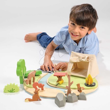 Holzpuppenhäuser - Holz-Camp mit Zelt und Lagerfeuer Wildlife Camping-Spielset Tender Leaf Toys - 5