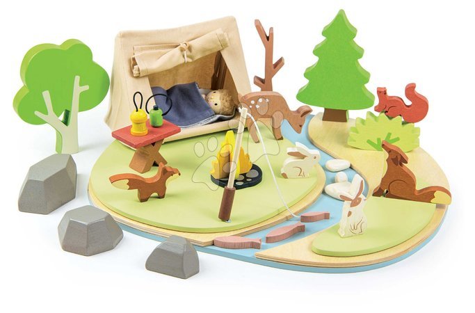 Holzpuppenhäuser - Holz-Camp mit Zelt und Lagerfeuer Wildlife Camping-Spielset Tender Leaf Toys - 6