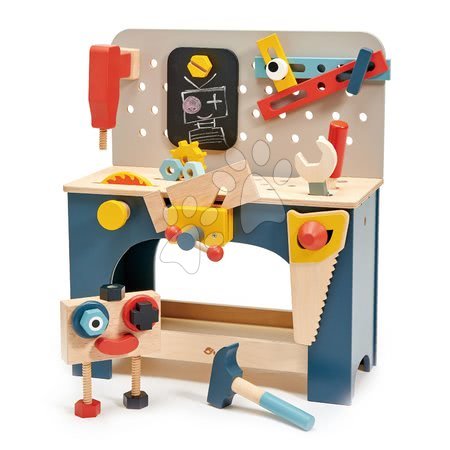 Detská dielňa a nástroje - Drevená dielňa s robotom Table top Tool Bench Tender Leaf Toys