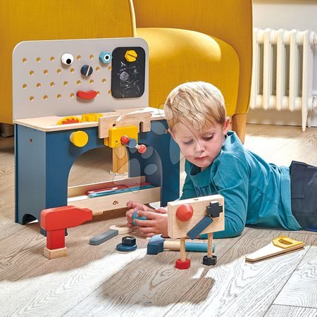 Dětská dílna a nástroje - Dřevěná dílna s robotem Table top Tool Bench Tender Leaf Toys_1