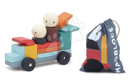 Fa gyerekjátékok - Fa mágneses építőjáték Racing Magblocs Tender Leaf Toys_1