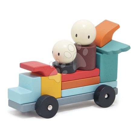 Fa gyerekjátékok - Fa mágneses építőjáték Racing Magblocs Tender Leaf Toys