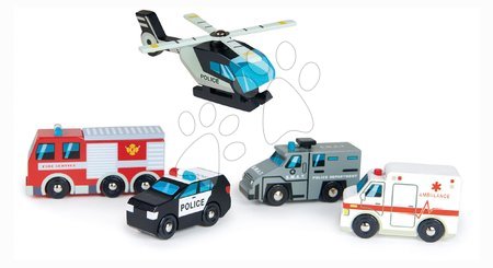 Drevené autá - Drevené záchranárske vozidlá Emergency Vehicles Tender Leaf Toys_1