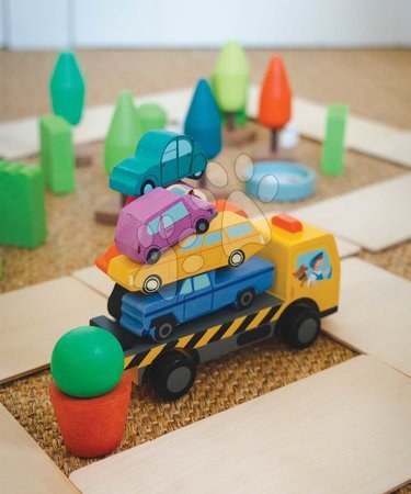 Holzautos - Holz-Stapelautos Stacking Cars Tender Leaf Toys - 12