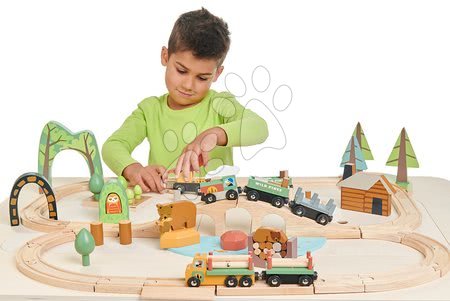 Drewniane pociągi i kolejki - Drewniana kolejka szynowa w sosnowym lesie Wild Pines Train set Tender Leaf Toys - 4