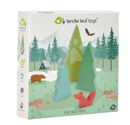 Drewniane zabawki edukacyjne - Drewniane drzewa iglaste Fir Tops Tender Leaf Toys - 1