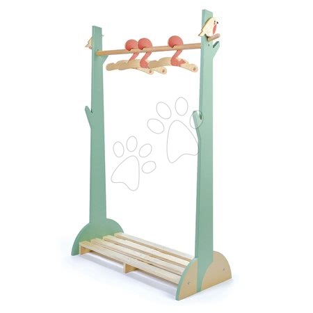 Fa gyerekjátékok - Fa ruhatartó állvány gyerekeknek Forest Clothes Rail Tender Leaf Toys