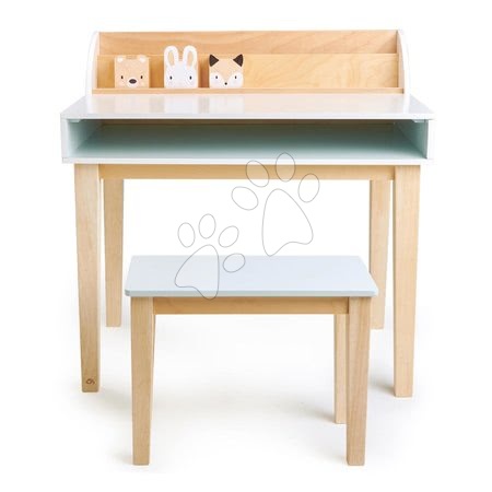 Tender Leaf Toys - Dřevěný stůl se stoličkou Desk and Chair Tender Leaf Toys s úložným prostorem a 3 odkládací nádobky se zvířátky_1