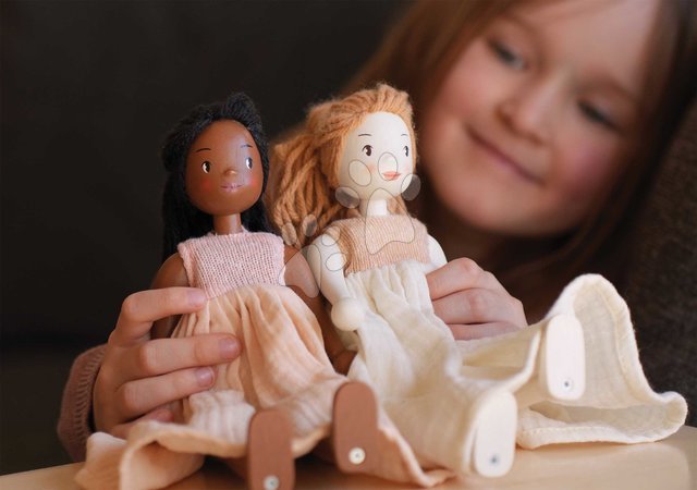 Puppen für Mädchen - Holzpuppe Lola in Kleid – Wooden Doll von Tender Leaf Toys - 12