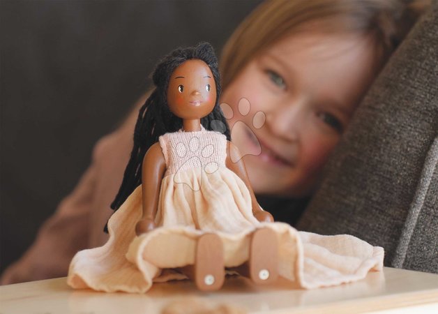 Puppen für Mädchen - Holzpuppe Lola in Kleid – Wooden Doll von Tender Leaf Toys - 5