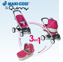 Kočíky od 18 mesiacov - Kočík pre bábiku Maxi Cosi & Quinny 3v1 Smoby (65,5 cm rúčka) ružovo-modrý_4