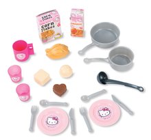 Kuchyňky pro děti sety - Set kuchyňka Hello Kitty Cheftronic Smoby se zvuky a snídaňový set v taštičce_1