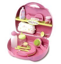 Bábiky s doplnkami sety - Set bábika Minikiss Smoby so šatôčkami 27 cm a ružový prebaľovací set v kufríku a kočík pre bábiku_0