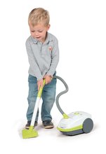 Jocuri de uz casnic - Set cărucior de curăţenie cu găleată Clean Smoby aspirator şi cărucior de înfăşat cu păpuşă verde_2
