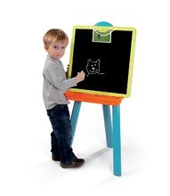 Table de desenat pentru învățat - Tablă magnetică pentru învăţat și desenat 2in1 Smoby cu două feţe, 7 accesorii verde-albastru_0