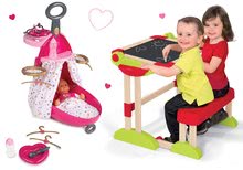 Table in klopi kompleti - Komplet lesena klop Modulo Space zložljiva magnetna Smoby na krede in previjalni voziček za dojenčke Baby Nurse_47
