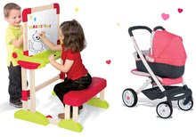 Table in klopi kompleti - Komplet lesena klop Modulo Space zložljiva magnetna Smoby na krede in voziček za dojenčka globoki in športni Trio Pastel_43