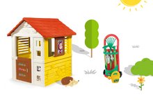 Hišice za otroke - Komplet hišica Maša in medved Pretty Smoby s premično naoknico in voziček z vrtnim orodjem_0