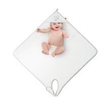 Ručnici za bebe - Ručnik za dojenčad s kapuljačom Fleur de Coton® Red Castle vrlo velik i mekan bijele boje White Happy Fox 100x100 cm od 0 mjeseci_1