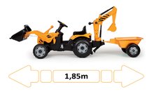 Pedálos gyermekjárművek - Traktor Power Builder Max Smoby pótkocsival, markolóval és homlokrakodóval sárga_2