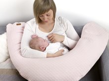 Coussins d'allaitement - Coussin d'allaitement Big Flopsy™ Beaba Fleur de Coton® Chalk Pink 170 cm brodé rose_0