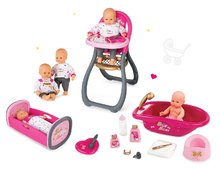 Lalki z zestawami akcesoriów - Lalka Baby Nurse Złota Edycja Smoby 32 cm, krzesło jadalniane, laleczka bujaczek i łóżeczko dla 24 miesięcznego dziecka_16