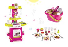 Kuhinje za otroke kompleti - Komplet kuhinja Maša in medved Smoby in piknik košarica s posodo in dodatki od 18 mes_7