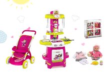 Bucătărie pentru copii seturi - Set bucătărie de jucărie Masha şi ursul Smoby și cărucior adânc pentru păpușă de jucărie (mâner de împins 58 cm) și păpușă cu hăinuțe de la 18 luni_12