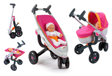 Cărucioare pentru păpuși seturi - Set cărucior pentru păpuşă 3in1 Maxi Cosi&Quinny Smoby (mâner de împins 70 cm) şi leagăn, scaun de maşină şi scaun de masă 3in1_12