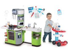 Kuchnia dla dzieci zestawy - Zestaw kuchnia CookMaster Verte Smoby z lodem i efektami dźwiękowymi oraz wózek lekarski_11