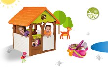 Hišice za otroke - Komplet hišica Maša in medved Smoby s koritom za rože in piknik košarica s posodo od 24 mes_3