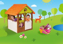 Hišice za otroke - Komplet hišica Maša in medved Smoby s koritom za rože in piknik košarica s posodo od 24 mes_2